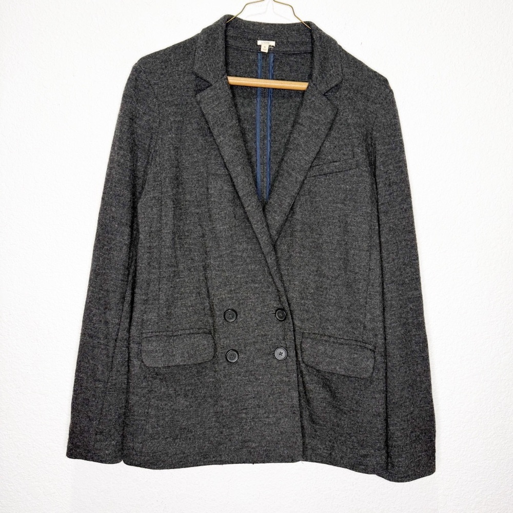 J. Crew Benny Double Breasted 100% Wool Blazer Jacket Charcoal